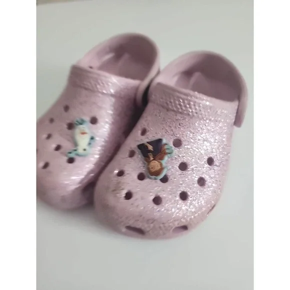 Crocs Classic Clog Kids Size C8 Pink‎ Sparkle Casual Outdoor Shoes - Picture 3 of 6